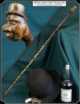 Irish walking stick cane with folk art Leprechaun