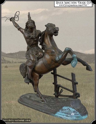 Statue of an American Indian Mounted on a Fine Horse
