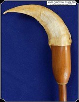 Folk Art Rams horn and Bamboo walking stick Perfect for an Old Goat