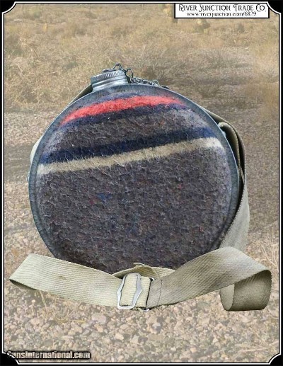 All Tin Wool Covered Old West Two Quart Canteen