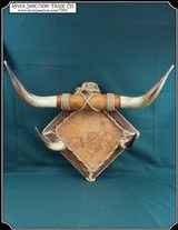 Ranch bunkhouse made steer horn hat rack - 1 of 10