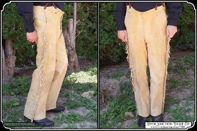 Museum Quality Original Indian Wars Cavalry Officers Brain Tanned Elk Hide Trousers - Image 3 of 19