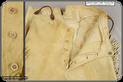 Museum Quality Original Indian Wars Cavalry Officers Brain Tanned Elk Hide Trousers - Image 7 of 19
