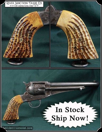 Hand Made Jigged Elk Antler Grips for Uberti Remington RJT# 7179