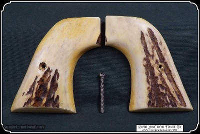 Light Antiqued Elk Horn Grips with Bark for Ruger New Vaquero RJT# 7198 - Image 4 of 7