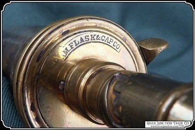 Civil War copper powder flask, marked “American Flask & Cap Co.” - Image 6 of 8
