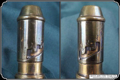 Civil War copper powder flask, marked “American Flask & Cap Co.” - Image 7 of 8