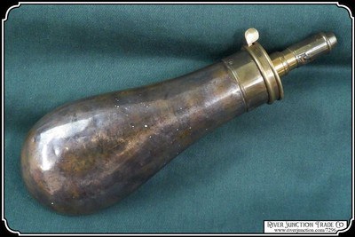 Civil War copper powder flask, marked “American Flask & Cap Co.” - Image 5 of 8