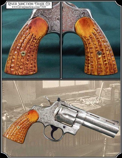 Colt Python Heavy Antiqued Hash Mark Elk Grips