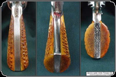 Colt Python Heavy Antiqued Hash Mark Elk Grips - Image 4 of 8