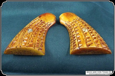 Colt Python Heavy Antiqued Hash Mark Elk Grips - Image 6 of 8