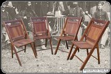 Antique Folding Camp Chairs, 4 chair set. - 2 of 8