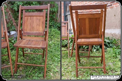 Antique Folding Camp Chairs, 4 chair set. - Image 3 of 8