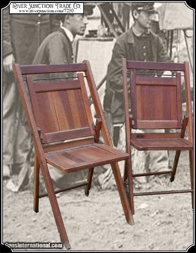 Antique Folding Camp Chairs, 4 chair set.