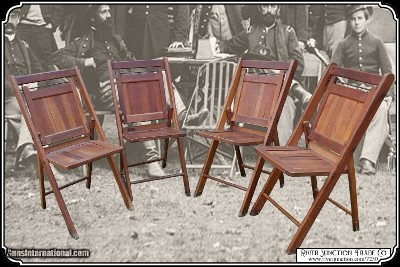 Antique Folding Camp Chairs, 4 chair set. - Image 2 of 8