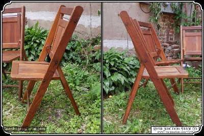 Antique Folding Camp Chairs, 4 chair set. - Image 4 of 8