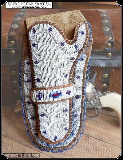 Hand Made Leather Holster with Traditional Beading