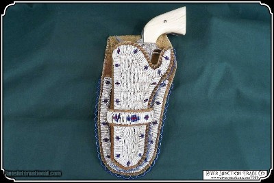 Hand Made Leather Holster with Traditional Beading - Image 3 of 9
