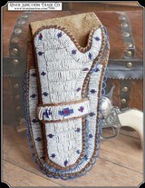 Hand Made Leather Holster with Traditional Beading