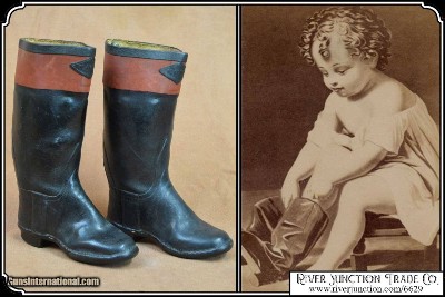 A Rare, Antique, Civil War Style, Childs rubber Boots. - Image 3 of 9