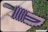 Original 19th Century hand forged scalping knife and beaded sheath - 2 of 14