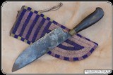 Original 19th Century hand forged scalping knife and beaded sheath - 3 of 14