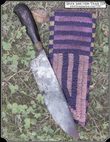 Original 19th Century hand forged scalping knife and beaded sheath
