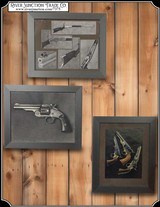 Set of 3 Pictures - Firearms in Metal Frames Ready to Hang