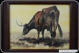 Lone Grazing Longhorn Watercolor by Patrycia Ann Herndon - 3 of 7
