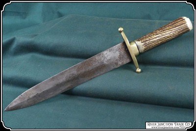 Dagger with Stag Handle and Sheath Civil War era - Image 5 of 12