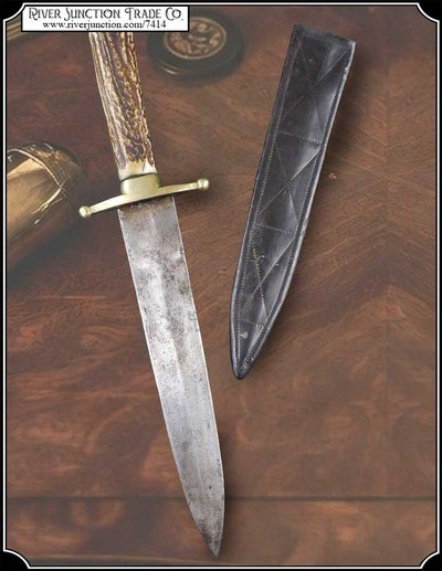 Dagger with Stag Handle and Sheath Civil War era