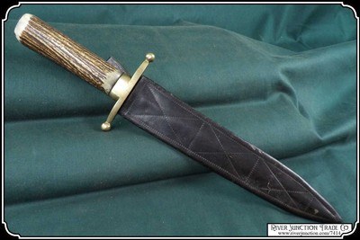Dagger with Stag Handle and Sheath Civil War era - Image 3 of 12