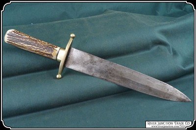 Dagger with Stag Handle and Sheath Civil War era - Image 6 of 12