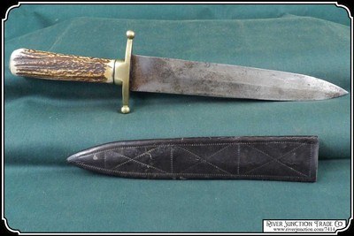 Dagger with Stag Handle and Sheath Civil War era - Image 4 of 12
