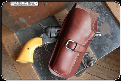 (HEY LEFTY) H. H. Heiser Holster for a 4 3/4 inch barrel Colt SAA and its clones. - Image 2 of 7