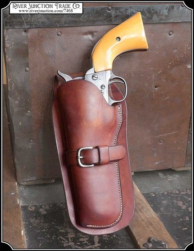 (HEY LEFTY) H. H. Heiser Holster for a 4 3/4 inch barrel Colt SAA and its clones. - Image 1 of 7
