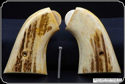 Light Antiqued Elk Grips with Bark for Original Remington 1875 - Image 4 of 7