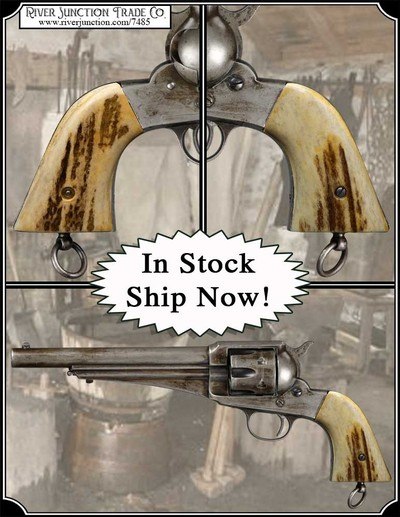 Light Antiqued Elk Grips with Bark for Original Remington 1875 - Image 1 of 7