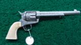 EXTREMELY RARE COLT EXHIBITION ENGRAVED PANEL NICKEL PLATED SINGLE ACTION ARMY REVOLVER - 1 of 21