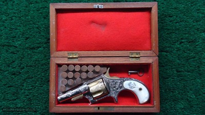 FANTASTIC CASED ENGRAVED REMINGTON NEW MODEL NUMBER 4 SPUR TRIGGER REVOLVER - Image 18 of 18