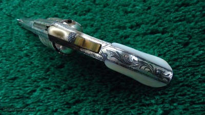 CASED ENGRAVED REMINGTON RIDER POCKET REVOLVER WITH MOTHER OF PEARL GRIPS - Image 6 of 16