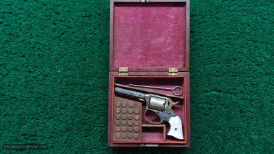 CASED ENGRAVED REMINGTON RIDER POCKET REVOLVER WITH MOTHER OF PEARL GRIPS - Image 15 of 16