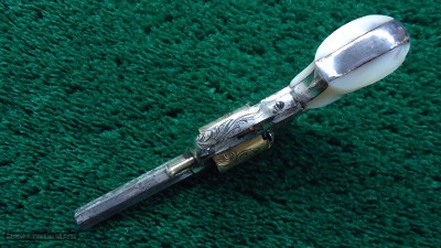 CASED ENGRAVED REMINGTON RIDER POCKET REVOLVER WITH MOTHER OF PEARL GRIPS - Image 5 of 16