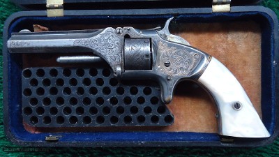VERY FINE SMITH & WESSON No.1 2ND ISSUE NIMSCHKE ENGRAVED REVOLVER IN CALIBER 22 - Image 6 of 14