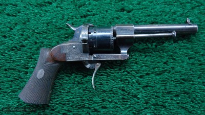 CASED ENGRAVED FRENCH PINFIRE REVOLVER BY LEBOUCHEUX