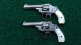PAIR OF ENGRAVED NICKEL FINISH SMITH & WESSON 32 SAFETY - 2 of 19