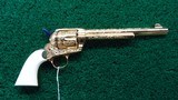 ENGRAVED GOLD PLATED COLT SAA IN CALIBER 45 LC - 1 of 12