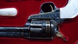 VERY ATTRACTIVE PAIR OF ENGRAVED GOLD INLAID 3RD GEN COLT SA REVOLVERS - 11 of 16