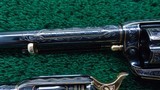VERY ATTRACTIVE PAIR OF ENGRAVED GOLD INLAID 3RD GEN COLT SA REVOLVERS - 7 of 16