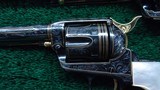 VERY ATTRACTIVE PAIR OF ENGRAVED GOLD INLAID 3RD GEN COLT SA REVOLVERS - 6 of 16